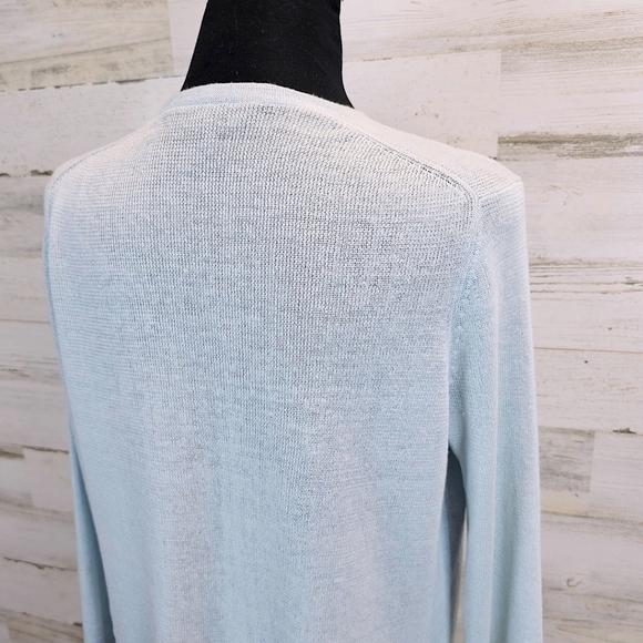 Eileen Fisher Womens Organic Linen Blend Open Front K It Cardigan XS Light Blue - Picture 11 of 13